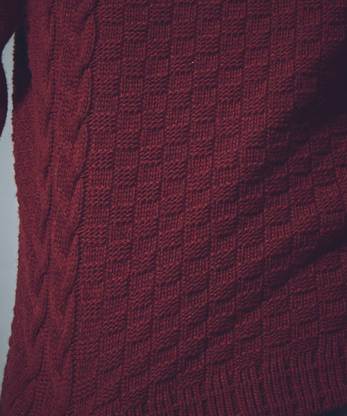 5351 POUR LES HOMMES（ゴーサンゴーイチプールオム）の「リンクスジャガードタートルネックニット（ニット/セーター・メンズ・ワインレッド/グレー/カーキ/ホワイト/ブラック・46/48/44）」の14枚目の写真
