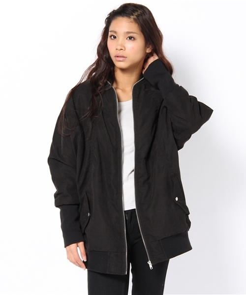 WHO'S WHO gallery（フーズフーギャラリー）の「ロングドルマンＭＡ－１（ブルゾン・レディース・グレー/ブラック/ネイビー・FREE）」の6枚目の写真