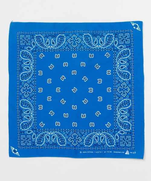 【45R】綿100% ハンドプリント スカーフ ペイズリー チェック柄バンダナ importmartbirry_bandanna