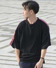GGD SELECT / ビッグシルエット ショルダーライン ワッフル5分袖Tシャツ
