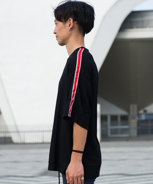 GGD SELECT(ジージーディー セレクト)の「GGD SELECT / ビッグシルエット ショルダーライン ワッフル5分袖Tシャツ(Tシャツ/カットソー・メンズ・ホワイト/ブラック・M/L)」の8枚目の写真