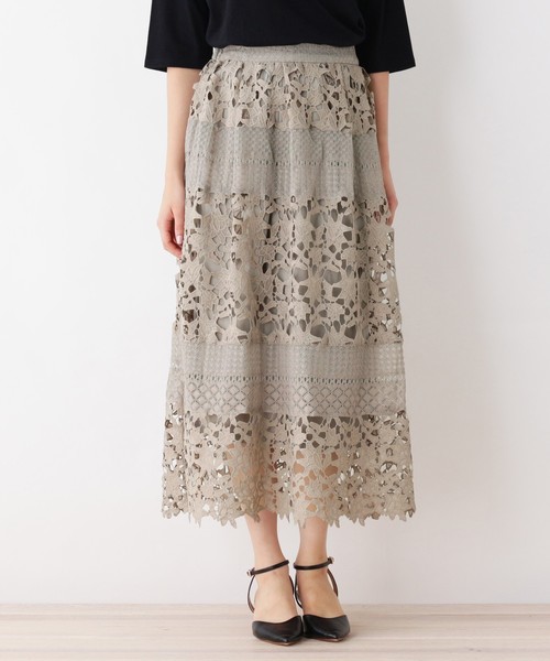 Opaque Clip オペークドットクリップ の 洗える レースミディスカート スカート Wear