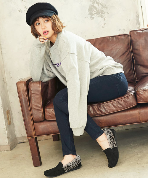 KOBE LETTUCE(コウベレタス)の「【ボア中敷きSET】折り返しデザインあったかファーローファー(ローファー・レディース・ベージュ/パープル/グレー/ブラック/ブラック系その他/チェック・L/LL/M/S)」の8枚目の写真
