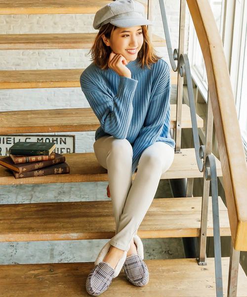 KOBE LETTUCE(コウベレタス)の「【ボア中敷きSET】折り返しデザインあったかファーローファー(ローファー・レディース・ベージュ/パープル/グレー/ブラック/ブラック系その他/チェック・L/LL/M/S)」の20枚目の写真