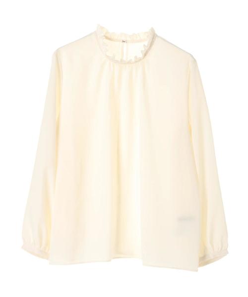 YECCA VECCA（イェッカヴェッカ）の「・フリルハイネックブラウス（シャツ/ブラウス・レディース・ネイビー/イエロー/アイボリー・FREE）」の5枚目の写真