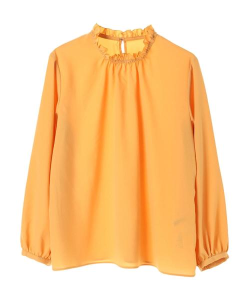 YECCA VECCA（イェッカヴェッカ）の「・フリルハイネックブラウス（シャツ/ブラウス・レディース・ネイビー/イエロー/アイボリー・FREE）」の4枚目の写真