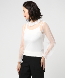 WEGO | WEGO/チュールレースフリルネックTシャツ(Tシャツ/カットソー)