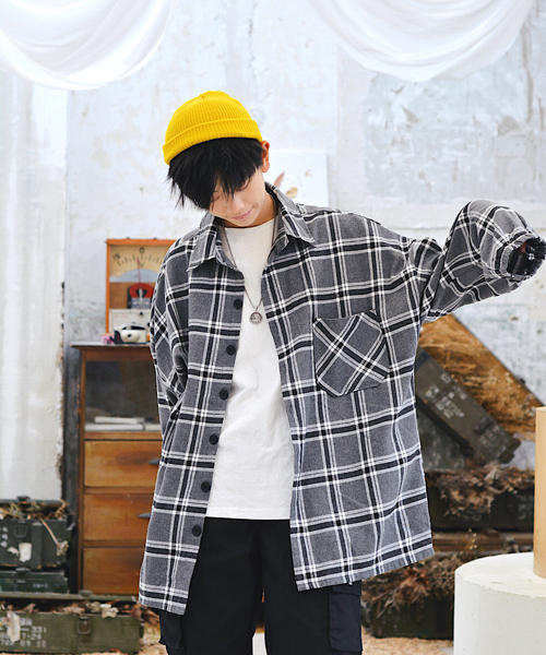 メンズ チェック柄シャツ ビッグシルエット ルーズ G00195 MinoriTY オーバーサイズ 半袖シャツ メンズ チェック ビッグ