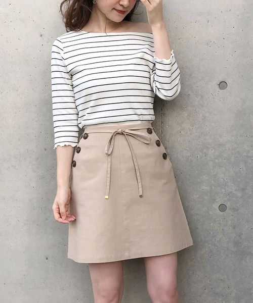 one after another NICE CLAUP(ワンアフターアナザーナイスクラップ)の「ウエストリボン麻混スカート(スカート・レディース・ベージュ/アイボリー/モカ・FREE)」の12枚目の写真