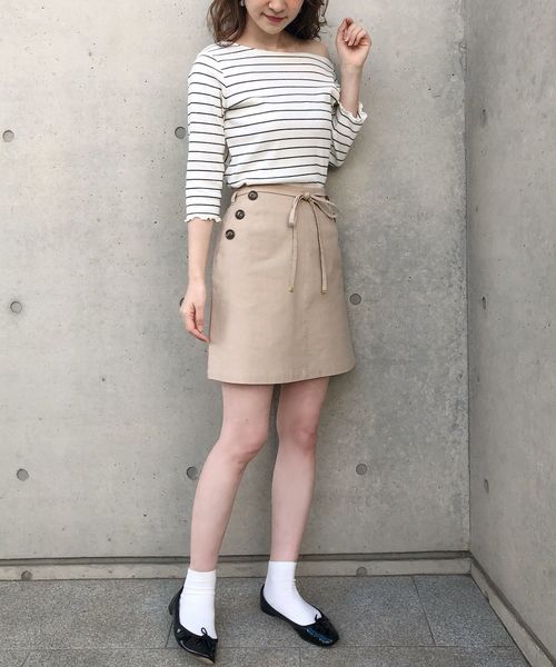 one after another NICE CLAUP(ワンアフターアナザーナイスクラップ)の「ウエストリボン麻混スカート(スカート・レディース・ベージュ/アイボリー/モカ・FREE)」の9枚目の写真