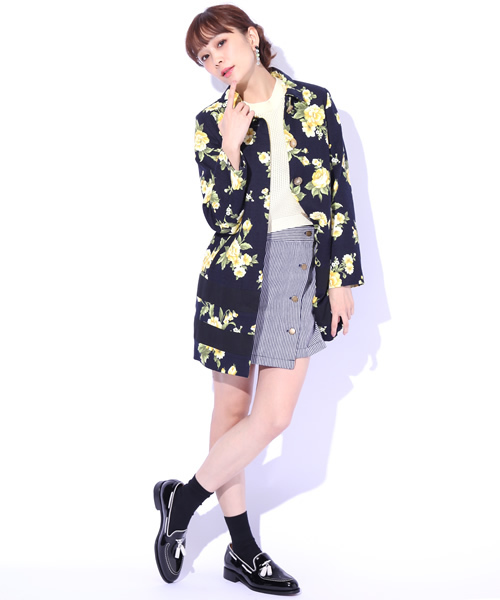 Ray BEAMS(レイビームス)の「◎Ray BEAMS / フラワープリント ステンカラーコート(ステンカラーコート・レディース・ベージュ/ネイビー・1/0)」の14枚目の写真