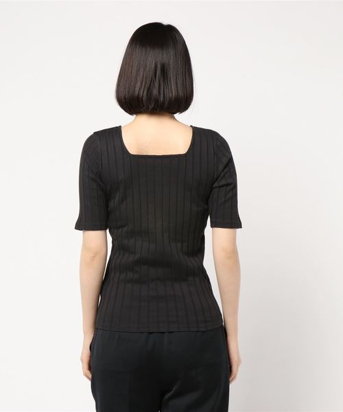 ADAM ET ROPE'（アダムエロペ）の「ワイドトタンテレコＴシャツ（Tシャツ/カットソー・レディース・ホワイト/ピンク/スミクロ・FREE）」の9枚目の写真