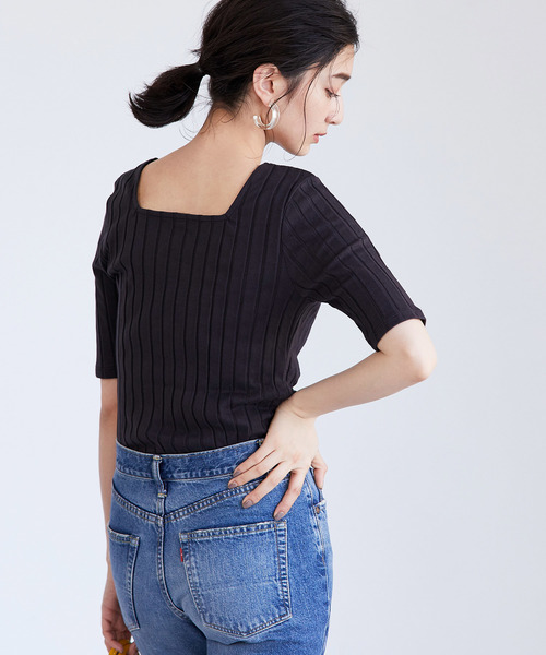 ADAM ET ROPE'（アダムエロペ）の「ワイドトタンテレコＴシャツ（Tシャツ/カットソー・レディース・ホワイト/ピンク/スミクロ・FREE）」の2枚目の写真