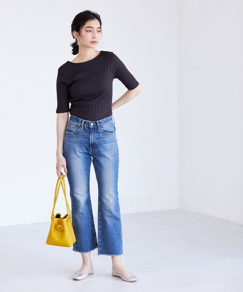 ADAM ET ROPE'（アダムエロペ）の「ワイドトタンテレコＴシャツ（Tシャツ/カットソー・レディース・ホワイト/ピンク/スミクロ・FREE）」の12枚目の写真