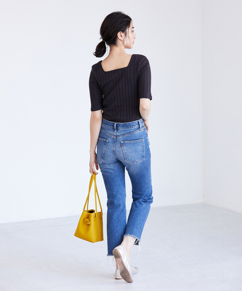 ADAM ET ROPE'（アダムエロペ）の「ワイドトタンテレコＴシャツ（Tシャツ/カットソー・レディース・ホワイト/ピンク/スミクロ・FREE）」の6枚目の写真