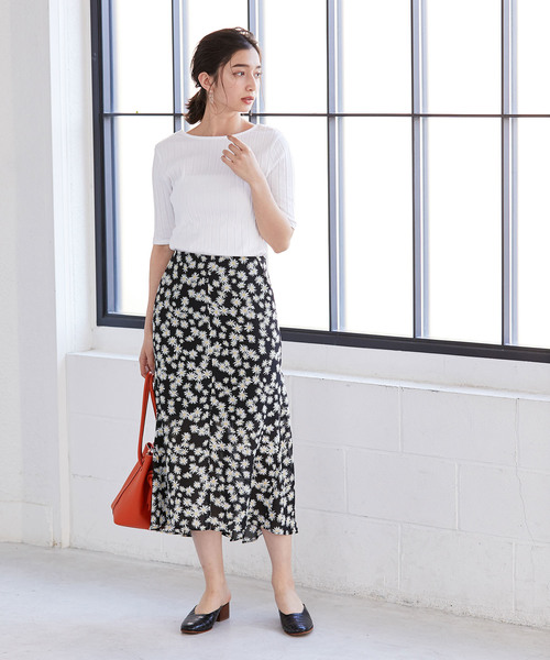 ADAM ET ROPE'（アダムエロペ）の「ワイドトタンテレコＴシャツ（Tシャツ/カットソー・レディース・ホワイト/ピンク/スミクロ・FREE）」の8枚目の写真