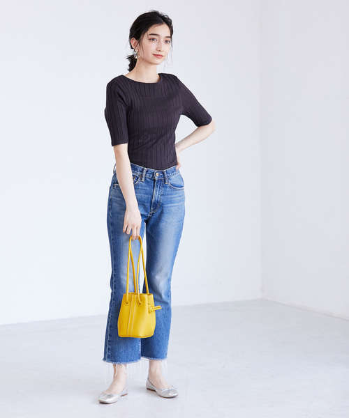 ADAM ET ROPE'（アダムエロペ）の「ワイドトタンテレコＴシャツ（Tシャツ/カットソー・レディース・ホワイト/ピンク/スミクロ・FREE）」の10枚目の写真