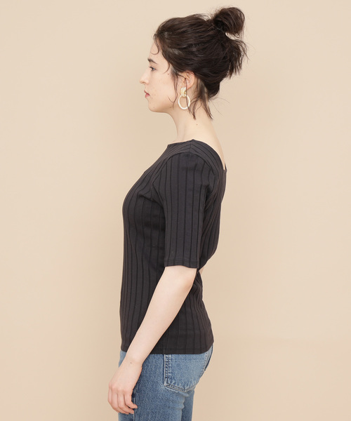 ADAM ET ROPE'（アダムエロペ）の「ワイドトタンテレコＴシャツ（Tシャツ/カットソー・レディース・ホワイト/ピンク/スミクロ・FREE）」の21枚目の写真