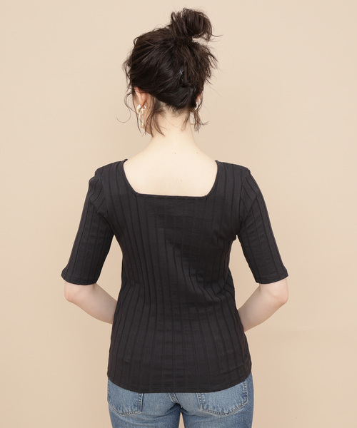 ADAM ET ROPE'（アダムエロペ）の「ワイドトタンテレコＴシャツ（Tシャツ/カットソー・レディース・ホワイト/ピンク/スミクロ・FREE）」の16枚目の写真