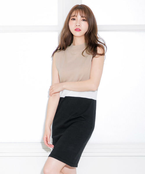 セール カラーブロックノースリーブタイトワンピース 5097 ワンピース Julia Boutique ジュリアブティック のファッション通販 Zozotown