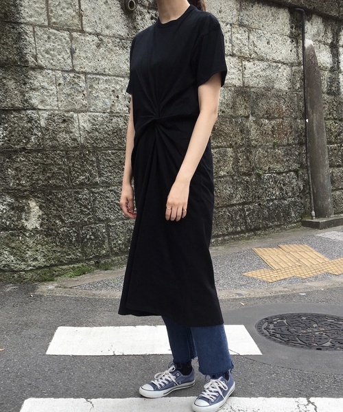 Culture Medium（カルチャーミディアム）の「40s綿天竺フロントツイストワンピース（ワンピース・レディース・ホワイト/テラコッタ/ライトベージュ/カーキ/ブラック・FREE）」の3枚目の写真