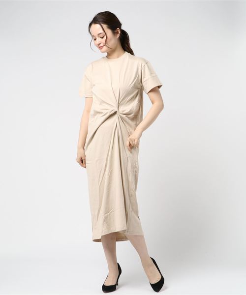 Culture Medium（カルチャーミディアム）の「40s綿天竺フロントツイストワンピース（ワンピース・レディース・ホワイト/テラコッタ/ライトベージュ/カーキ/ブラック・FREE）」の16枚目の写真