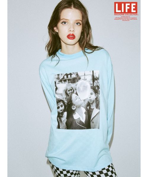 jouetie(ジュエティ)の「LIFE フォト ロンT(Tシャツ/カットソー)」|ライトブルー