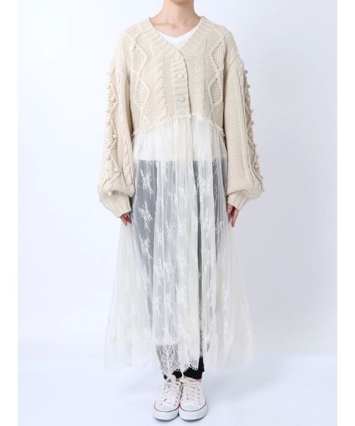 jouetie（ジュエティ）の「レースコンビニットカーデ（ニット/セーター・レディース・オフホワイト/ブラック/ピンク・MEDIUM）」の12枚目の写真