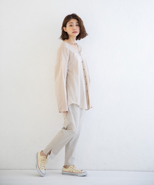 Munich（ミューニック）の「ウォッシュコットンローン　ノーカラーシャツブラウス（シャツ/ブラウス・レディース・ホワイト/ブラック/ライトベージュ/サックスブルー・FREE）」の19枚目の写真