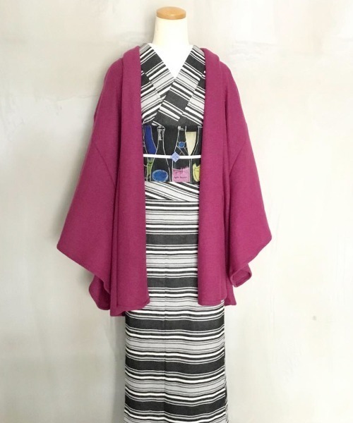 KIMONO MODERNリバーシブル半幅帯召しませ花シャンパンボトル