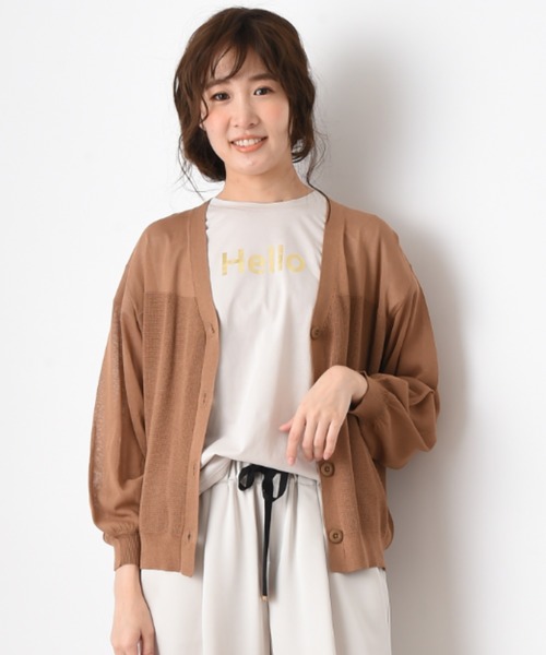 INTERPLANET(インタープラネット)の「編地変えVネックカーデ(カーディガン/ボレロ・レディース・グリーン/ネイビー/キャメル/アイボリー・FREE)」の14枚目の写真