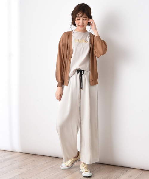 INTERPLANET(インタープラネット)の「編地変えVネックカーデ(カーディガン/ボレロ・レディース・グリーン/ネイビー/キャメル/アイボリー・FREE)」の13枚目の写真