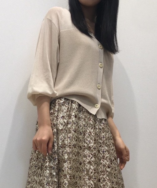 INTERPLANET(インタープラネット)の「編地変えVネックカーデ(カーディガン/ボレロ・レディース・グリーン/ネイビー/キャメル/アイボリー・FREE)」の17枚目の写真