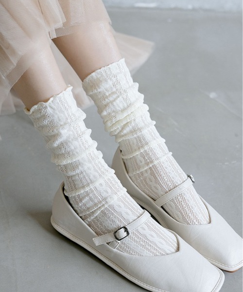 Fun & Daily（ファンアンドデイリー）の「F&D : くしゅくしゅレースソックス（ソックス/靴下・レディース・ホワイト/ブラック・FREE）」の9枚目の写真