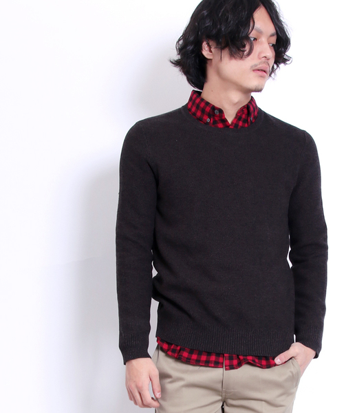 GIORDANO（ジョルダーノ）の「[GIORDANO]クルーネックカラーニット（ニット/セーター・メンズ・ブラック/グレー/ブルー/ダークブルー/オレンジ/ベージュ/レッド/ブラック系その他/チャコールグレー・MEDIUM/LARGE/X-LARGE）」の4枚目の写真