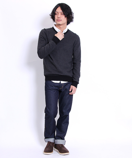 GIORDANO（ジョルダーノ）の「[GIORDANO]クルーネックカラーニット（ニット/セーター・メンズ・ブラック/グレー/ブルー/ダークブルー/オレンジ/ベージュ/レッド/ブラック系その他/チャコールグレー・MEDIUM/LARGE/X-LARGE）」の11枚目の写真