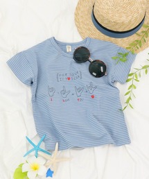 OSYAREVO（オシャレボ）の「【キッズ】アイラブユー ボーダーTシャツ（Tシャツ/カットソー）」