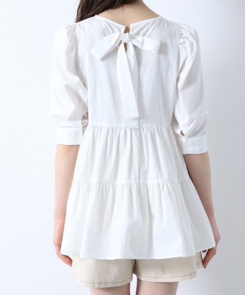 Heather（ヘザー）の「ティアードチュニックブラウス　885432（シャツ/ブラウス・レディース・ホワイト/ブルー系その他/ブラック・FREE）」の5枚目の写真