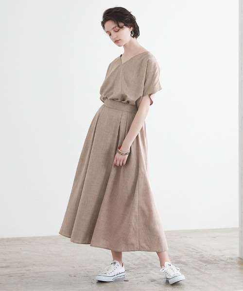 titivate（ティティベイト）の「前後2wayトップス＆タックスカートセットアップ（セットアップ・レディース・ライトベージュ/ブラウン/ブラック・S/M/L）」の22枚目の写真