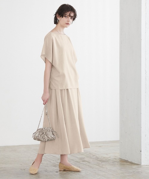 titivate（ティティベイト）の「前後2wayトップス＆タックスカートセットアップ（セットアップ・レディース・ライトベージュ/ブラウン/ブラック・S/M/L）」の6枚目の写真