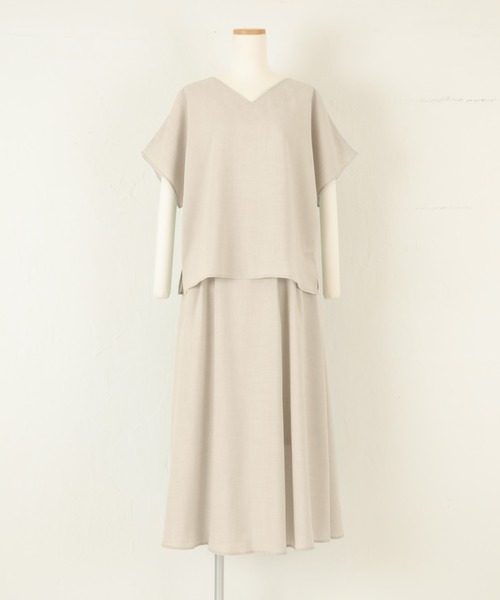 titivate（ティティベイト）の「前後2wayトップス＆タックスカートセットアップ（セットアップ・レディース・ライトベージュ/ブラウン/ブラック・S/M/L）」の10枚目の写真