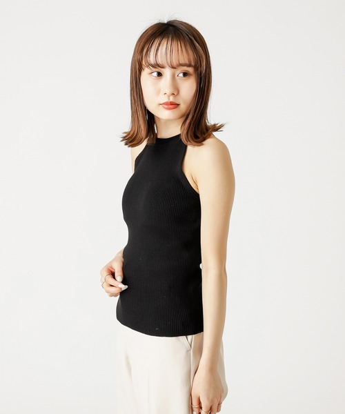 mystic(ミスティック)の「アメリカンスリーブニットキャミソール(キャミソール・レディース・ブラック/ブラウン/ベージュ・FREE)」の2枚目の写真