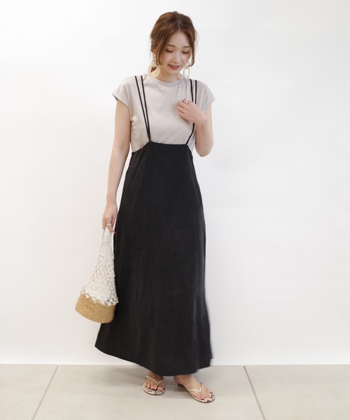 DouDou(ドゥドゥ)の「セットジャンスカ(ジャンパースカート・レディース・ブラック/カーキ/ブルー・FREE)」の4枚目の写真