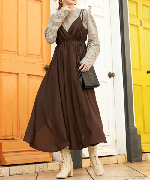 セール】サテン裾ラウンドキャミワンピース（ワンピース）｜archives