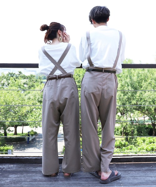 PairPair(ペアペア)の「サス付きワイドパンツ(ユニセックス)(その他パンツ・レディース・ベージュ/ライトカーキ/ブラウン・MEDIUM/LARGE)」の3枚目の写真