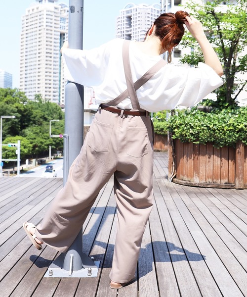 AUTHEN サス付きワイドパンツ コットン製 AUTHEN サス付きワイドパンツ コットン製 AUTHEN サス付きワイドパンツ