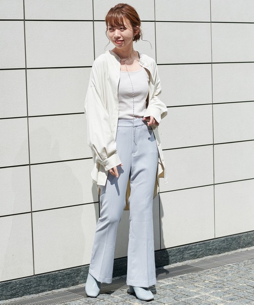 DouDou（ドゥドゥ）の「バックスリットセミフレアパンツ（その他パンツ・レディース・ブラック/ブラウン/サックスブルー・38/36）」の5枚目の写真