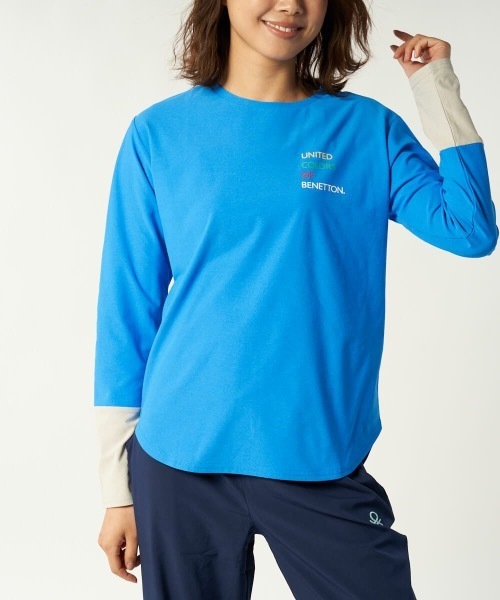 BENETTON (UNITED COLORS OF BENETTON)（ベネトンユナイテッドカラーズオブベネトン）の「【BENETTON / ベネトン】レディース長袖Tシャツ / 吸水速乾 UVカット 袖口バイカラー（Tシャツ/カットソー・レディース・ホワイト/ブラック/グレー/ブルー/グリーン・SMALL/MEDIUM/X-LARGE/LARGE）」の5枚目の写真