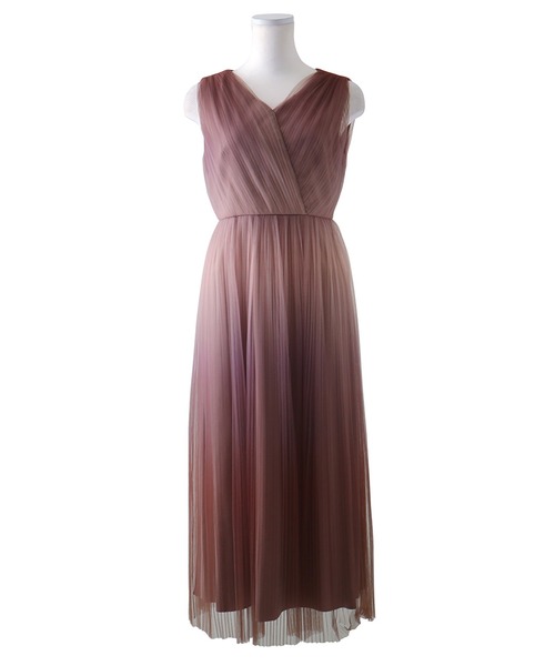 Fashion Letter グラデーションチュールプリーツワンピース