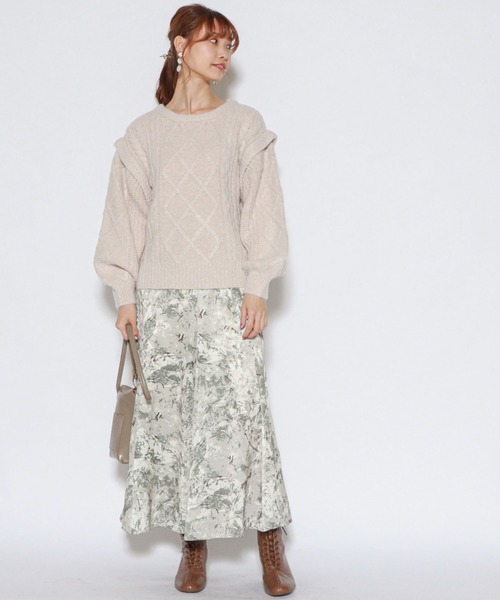 archives（アルシーヴ）の「ニュアンス柄セミフレアスカート（スカート・レディース・ブラック/ブラウン/グレイッシュベージュ・MEDIUM）」の9枚目の写真